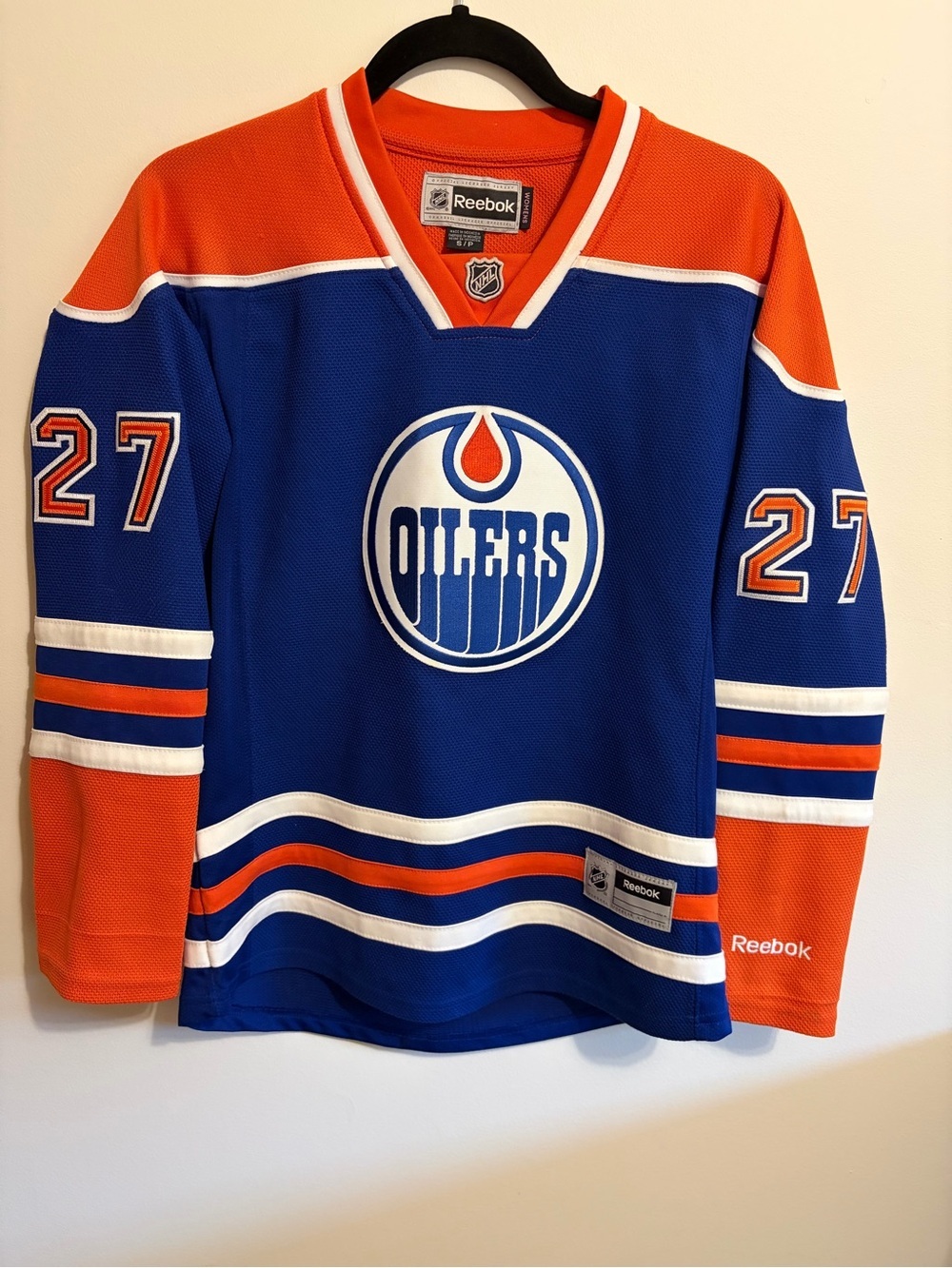 REEBOK- woman’s size small Edmonton oilers jersey # 27 Lucic